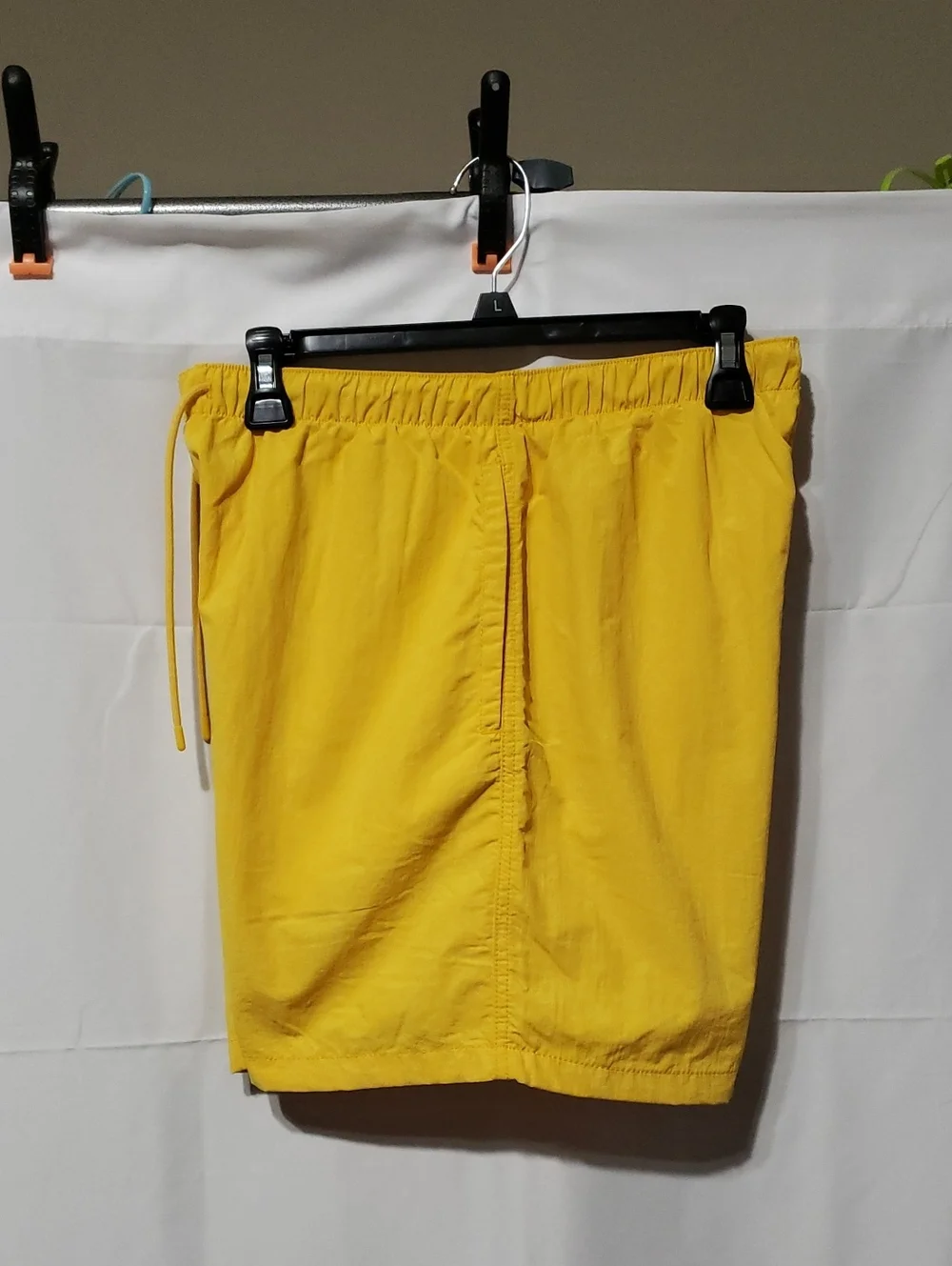 Men's LCKR Vibrant Yellow Drawstring Swim Trunks With Mesh Liner. Size: Medium